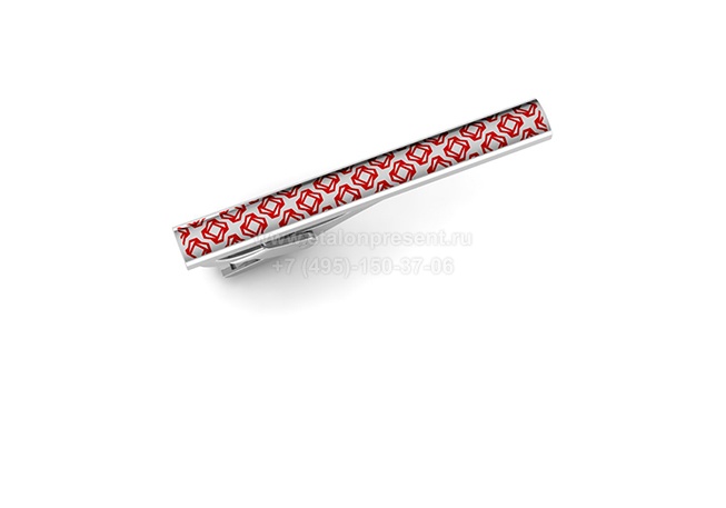 Зажим для галстука с красной эмалью (серебро)0